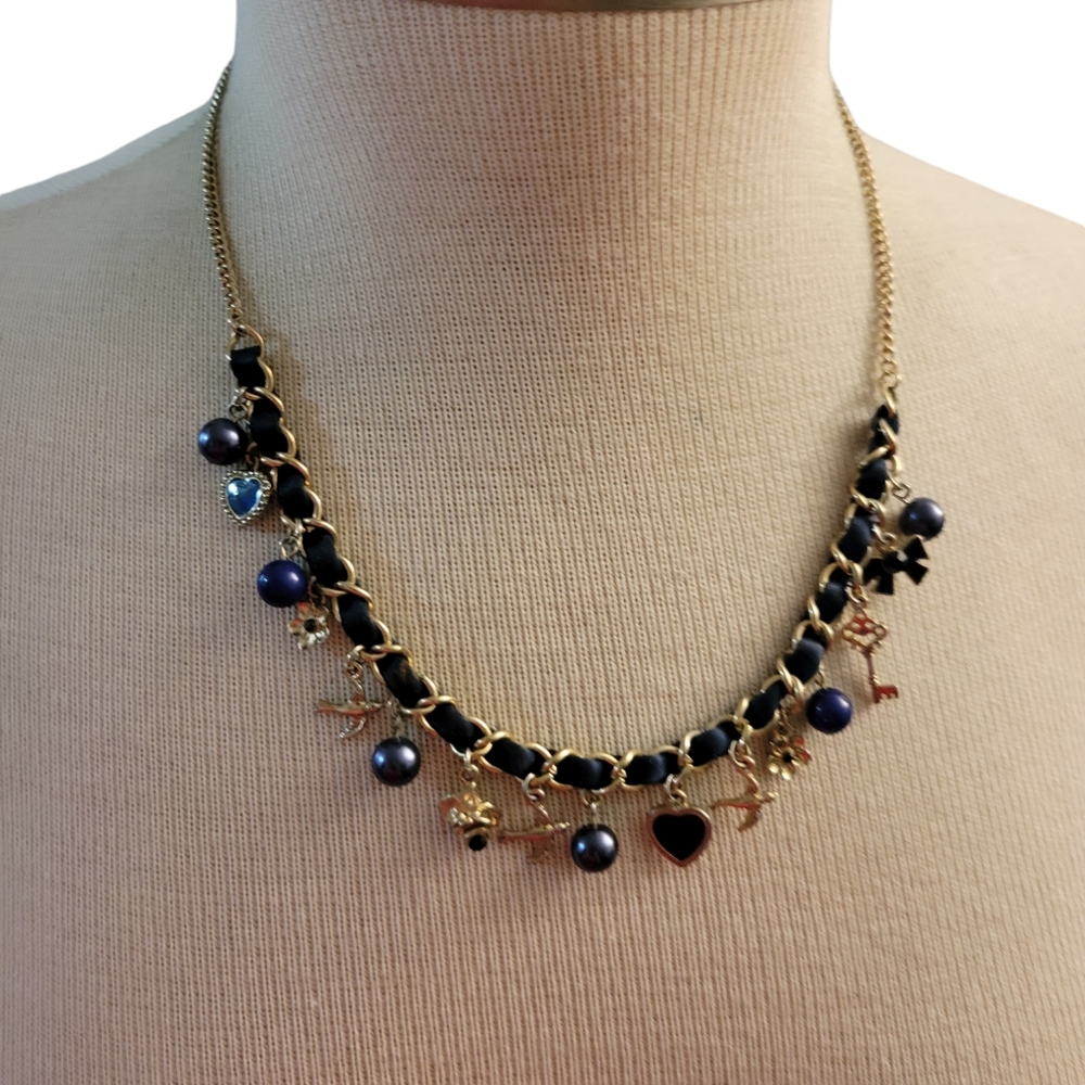 Charm Style Necklace Bird Heart Key Flower